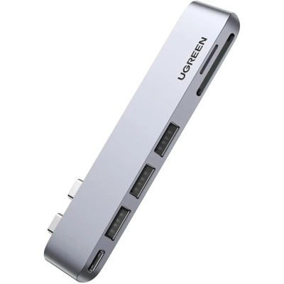 Концентратор Ugreen 2xUSB-C to 3xUSB 3.0 + SD/TF + PD CM251 gray (60560)