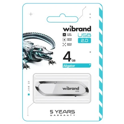 USB флеш накопичувач Wibrand 4GB Aligator White USB 2.0 (WI2.0/AL4U7W)