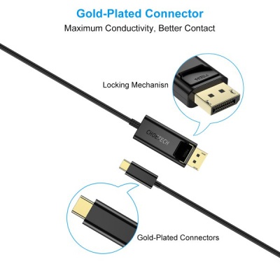 Кабель мультимедійний USB-C to DisplayPort 1.8m 4K 60Hz Choetech (XCP-1801BK)