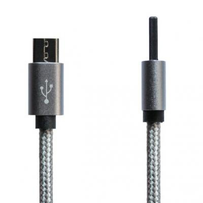 Дата кабель USB 2.0 AM to Micro 5P 1.0m Grey/Black Grand-X (FM02)