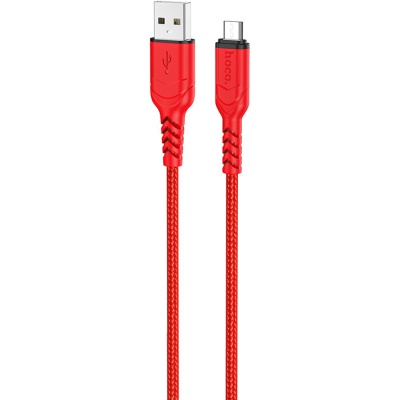 Дата кабель USB 2.0 AM to Micro 5P 1.0m 2.4A nylon X59 red HOCO (6931474744906)