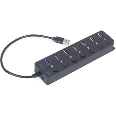 Концентратор Gembird 7 ports (1xUSB3.1+6xUSB2.0) switch black (UHB-U3P1U2P6P-01)