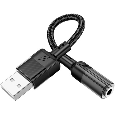 Звукова плата HOCO LS37 Spirit transparent USB to 3.5mm Black (6942007612562)