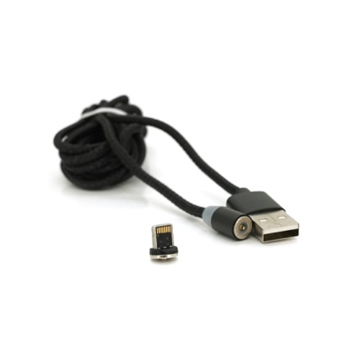 Дата кабель USB 2.0 to Lightning 2.0m 2A magnetic nylon black PiPo (18166)