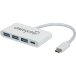 Концентратор Intracom Manhattan Type-C 4-port USB 3.0 + 3.1 PD white (163552)