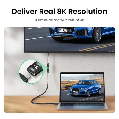 Кабель мультимедійний HDMI M to HDMI F 0.5m 8K HD151 black UGREEN (40400)