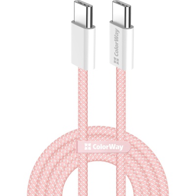 Дата кабель USB-C to USB-C 1.0m 60W 3.0А pink ColorWay (CW-CBPDCC061-P)