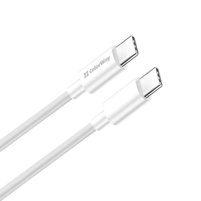 Дата кабель USB-C to USB-C 1.0m 5A 100W white ColorWay (CW-CBPDCC058-WT)