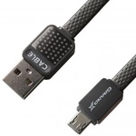 Дата кабель Grand-X USB - micro USB, Cu, 2.1A, Grey, Flat, 1m (FLM01)