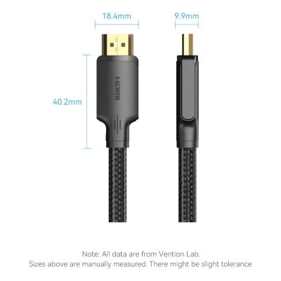 Кабель мультимедійний HDMI M to HDMI M 5.0m 4K cotton braided black Vention (ALLBJ)