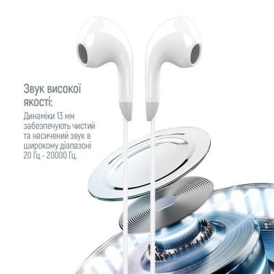 Навушники ColorWay 3.5 mm Wired Earphone Sound Wave White (CW-WD04WT)