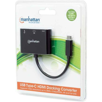 Концентратор Intracom USB3.1 Type-C to USB3.0/HDMI/USB-C (F) black Manhattan (152037)