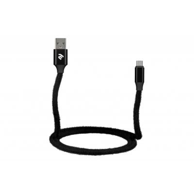 Дата кабель USB 2.0 AM to Micro 5P 1.0m Fur black 2E (2E-CCMTAC-BLACK)