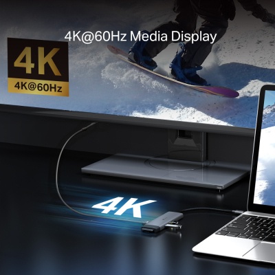 Концентратор TP-Link USB-C 7-in-1 3xUSB + HDMI + SD/TF + USB-C PD100W (UH7021C)