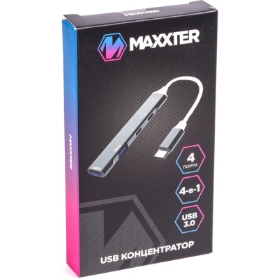 Концентратор Maxxter USB-C to 1xUSB 3.0 + 1xUSB 2.0 + 2xUSB-C (HU3C-4P-03)