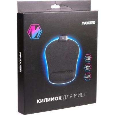 Килимок для мишки Maxxter MMP-LEDPAD-BK RGB Black (MMP-LEDPAD-BK)