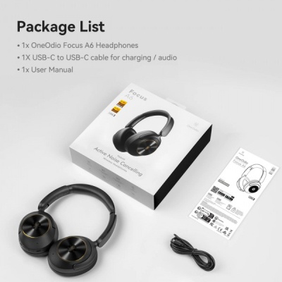 Навушники OneOdio A6, Bluetooth + USB-C Hybrid ANC Black (A6 Black)