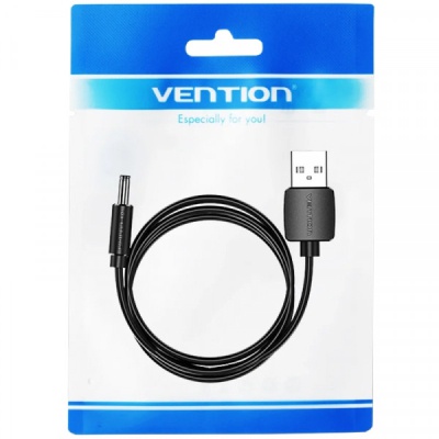 Кабель живлення USB to DC 3.5 1.0m 5V 2A PVC Black Vention (CEXBF)