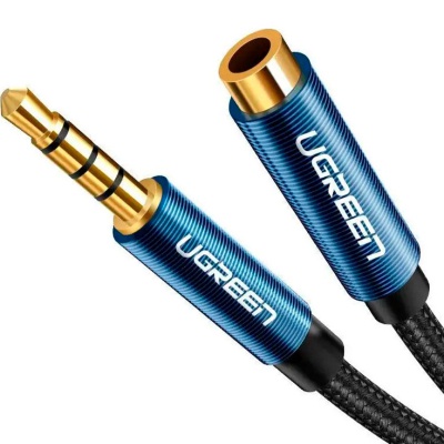 Кабель мультимедійний 3.5mm M to 3.5mm F 1.5m AV118 blue Ugreen (40674)