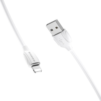 Дата кабель USB 2.0 AM to Lightning 1.0m 2.4A PVC BX19 white BOROFONE (6931474701763)