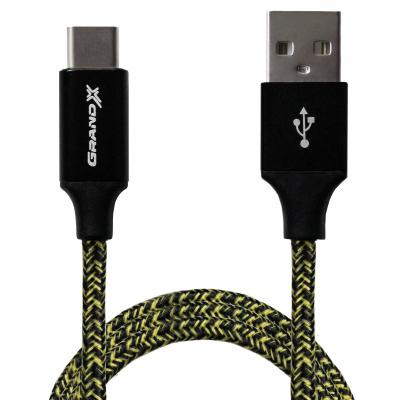 Дата кабель USB 2.0 AM to Type-C 1.0m Yellow/Black Grand-X (FC06YB)
