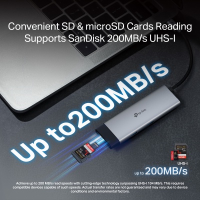 Концентратор TP-Link USB-C 7-in-1 3xUSB + HDMI + SD/TF + USB-C PD100W (UH7021C)