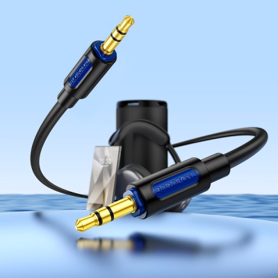 Кабель мультимедійний 3.5mm M to 3.5mm M 1.0m silicone black BOROFONE (6941991114373)