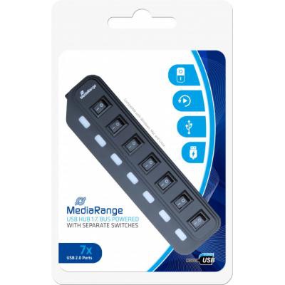 Концентратор Mediarange USB 2.0 hub 1:7, bus-powered, black (MRCS504)