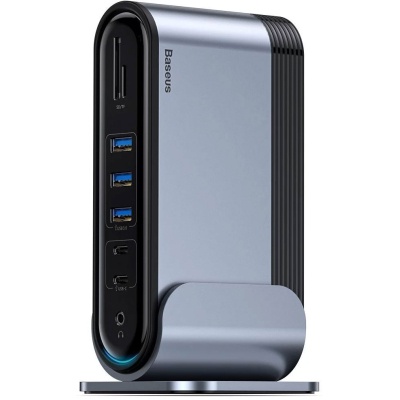 Концентратор Baseus USB3.2 Type-C to 1xHDMI/VGA/4xUSB-C/5xUSB/RJ45/SD/TRRS 3.5mm/PD 100W + PA 16 in 1 (CAHUB-BG0G)