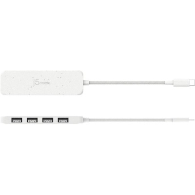 Концентратор J5create USB-C to 4xUSB-A 3.2 10Gbps white (JCH341EW-N)