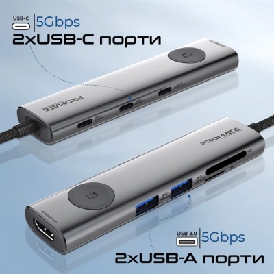 Концентратор Promate USB-C 9-in-1 Promate comandhub-lite (comandhub-lite)