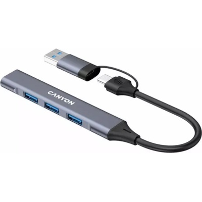 Концентратор Canyon hub DS-02 4in1 USB-A/C Grey (CNS-TDS02G)
