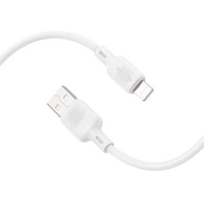 Дата кабель USB 2.0 AM to Lightning 1.0m Lenny silicone BX113 white BOROFONE (6941991115400)