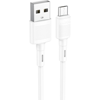 Дата кабель USB 2.0 AM to Micro 5P 1.0m 2.4A PVC X83 white HOCO (6931474770899)