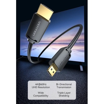 Кабель мультимедійний HDMI to Micro HDMI 3.0m V2.0 4K 60Hz 18Gbps HDR Dolby Vention (AGHBI)