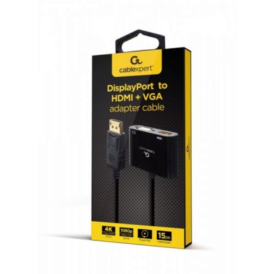 Перехідник Cablexpert DisplayPort to HDMI/VGA (A-DPM-HDMIFVGAF-01)