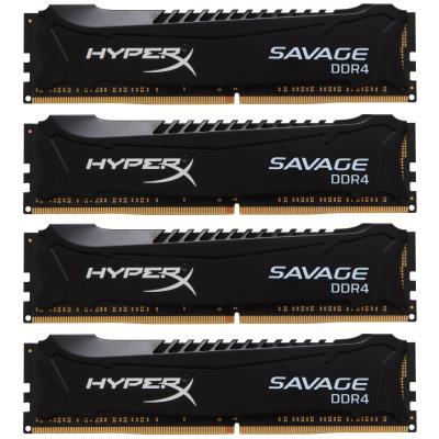 Модуль памяти для компьютера DDR4 16GB (4x4GB) 2400 MHz HyperX Savage Black Kingston (HX424C12SBK4/16)