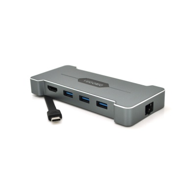 Концентратор VEGGIEG USB-C 5-in-1 USB-C + 3xUSB 3.0 + HDMI + RJ45 silver (TC06)