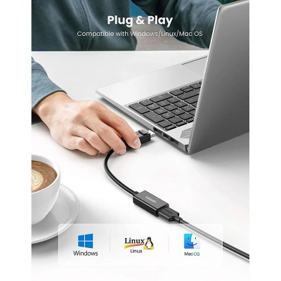 Перехідник Display Port M to HDMI F 4K60Hz black UGREEN (70694)