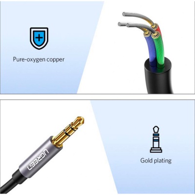 Кабель мультимедійний 3.5mm M to 3.5mm F 2.0m AV118 gray UGREEN (10594)