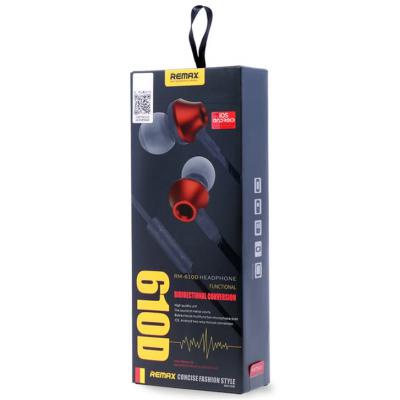 Наушники HF RM-610D Red (metal + volume control + mic + button call a Remax (37147)