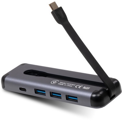 Концентратор Vinga USB-C 3.1 to HDMI+3xUSB3.0+PD100W+USB-C foldable cable (VHYC6FC)