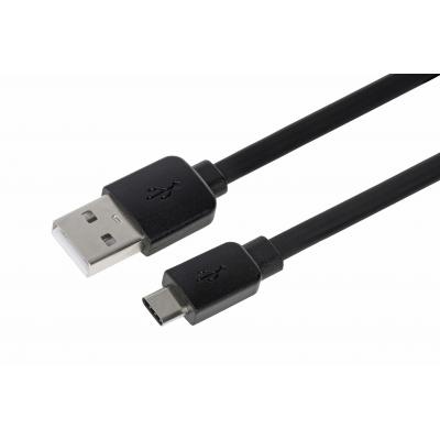 Дата кабель USB 2.0 AM to Type-C 1.0m Flat Single Molding Type, Black 2E (2E-CCTPVC-1MBL)