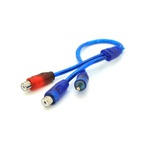 Кабель мультимедійний 1xRCA M to 2xRCA F 0.2m blue Voltronic (YT-RCA(M)/2хRCA(F)-0,2Cu)