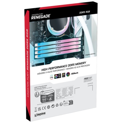 Модуль пам'яті для комп'ютера DDR5 64GB (2x32GB) 6000 MHz Renegade RGB White XMP Kingston Fury (ex.HyperX) (KF560C32RWAK2-64)