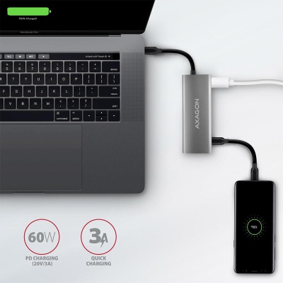 Концентратор AXAGON USB-C to 2xUSB-A + 2xUSB-C + HDMI 0.13m gray (HMC-5G2)