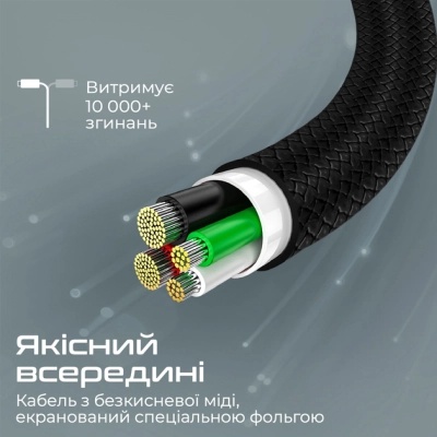 Дата кабель USB-C to USB-C xcord-cc.black Promate (xcord-cc.black)