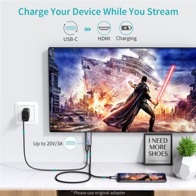 Кабель мультимедійний USB-C to HDMI M 1.8m 4K60Hz Choetech (XCH-M180GY)