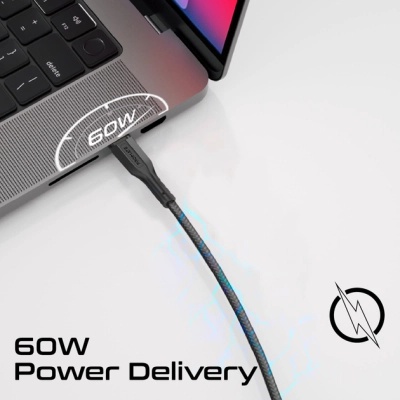Дата кабель USB-C to USB-C cablekit-cc.black Promate (cablekit-cc.black)