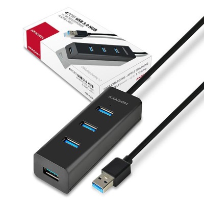 Концентратор AXAGON USB 3.1 to 4xUSB 3.0 1.2m + cable USB to Micro 5P black (HUE-S2BL)